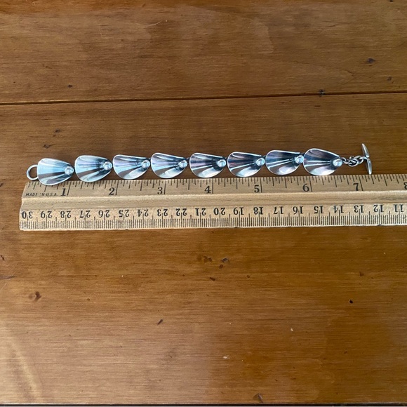 NIELS ERIK STERLING SILVER MODERNIST LINK TOGGLE BRACELET size 7” - Picture 6 of 8